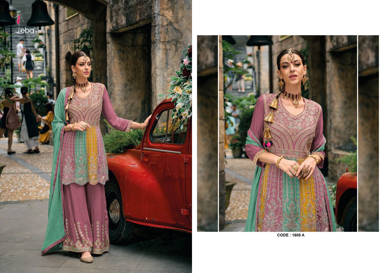 Eba Barbie Color Wedding Wear Sharara Readymade Suits
